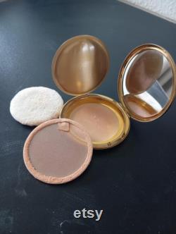 Vintage Stratton powder box makeup with mother of pearl lid and Elizabeth Arden puff