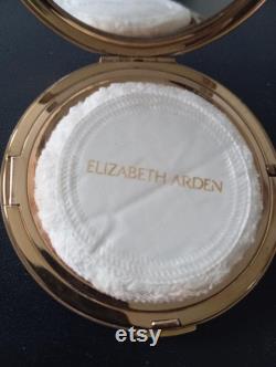 Vintage Stratton powder box makeup with mother of pearl lid and Elizabeth Arden puff