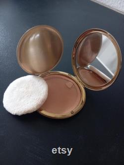 Vintage Stratton powder box makeup with mother of pearl lid and Elizabeth Arden puff