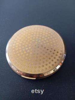 Vintage Stratton powder box makeup with mother of pearl lid and Elizabeth Arden puff
