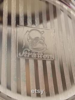 Vintage Stratton powder box makeup with mother of pearl lid and Elizabeth Arden puff