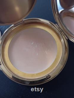 Vintage Stratton powder box makeup with mother of pearl lid and Elizabeth Arden puff