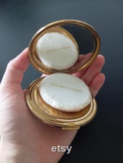 Vintage Stratton powder box makeup with mother of pearl lid and Elizabeth Arden puff