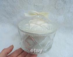 Vintage Style Cream Luxury Faux Fur Powder Puff and Powder Jar. Soft and Fluffy. Gift for Her. Pamper Gift. Vegan Gift.