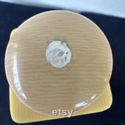 Vintage Talc Powder Refillable Dispenser Butter Yellow, Blue, White Flower