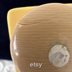 Vintage Talc Powder Refillable Dispenser Butter Yellow, Blue, White Flower