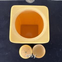 Vintage Talc Powder Refillable Dispenser Butter Yellow, Blue, White Flower