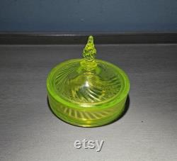 Vintage Tiffin Milady Uranium Glass Vanity Tray and Powder Box