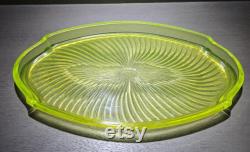 Vintage Tiffin Milady Uranium Glass Vanity Tray and Powder Box