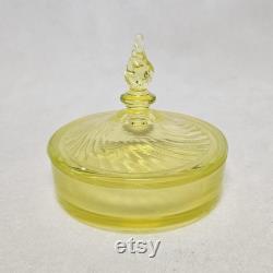 Vintage Tiffin Milady Uranium Glass Vanity Tray and Powder Box