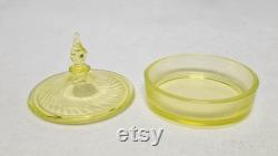 Vintage Tiffin Milady Uranium Glass Vanity Tray and Powder Box