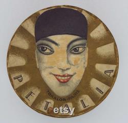 Vintage Tokalon Powder Box Petalia Pierrot Face Powder Box Vanity Storage French Powder Box