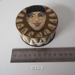 Vintage Tokalon Powder Box Petalia Pierrot Face Powder Box Vanity Storage French Powder Box
