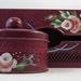 Vintage Tole Vanity Set Tole Powder Box Tole Tissue Box Hand Painted Matching Tole Tissue Box and Powder Box Retro Vanity Set Decor