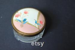 Vintage Trinket Dish. Rose Pink and White, Grandmacore Vanity Decor, Glass Dish, Plastic Top, Mid Century Modern, Housewarming, Hostess Gift
