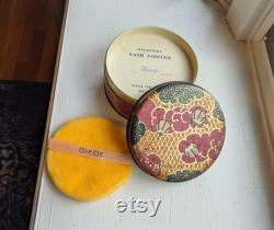 Vintage Truvy Paris Bath Powder in Decorative Round Tin Sealed Powder with Puff Very Good Condition Free U.S. Shipping