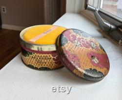 Vintage Truvy Paris Bath Powder in Decorative Round Tin Sealed Powder with Puff Very Good Condition Free U.S. Shipping