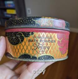 Vintage Truvy Paris Bath Powder in Decorative Round Tin Sealed Powder with Puff Very Good Condition Free U.S. Shipping