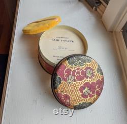 Vintage Truvy Paris Bath Powder in Decorative Round Tin Sealed Powder with Puff Very Good Condition Free U.S. Shipping