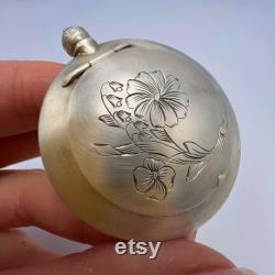Vintage USSR Silver 875 Compact Powder Box Compact Make Up Perfume Flask Bottle