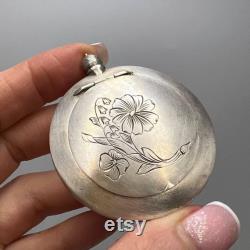 Vintage USSR Silver 875 Compact Powder Box Compact Make Up Perfume Flask Bottle