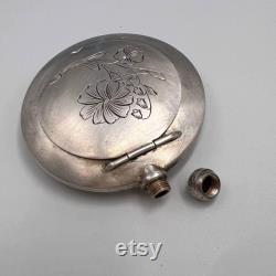 Vintage USSR Silver 875 Compact Powder Box Compact Make Up Perfume Flask Bottle