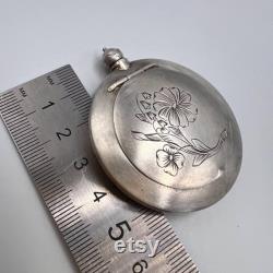 Vintage USSR Silver 875 Compact Powder Box Compact Make Up Perfume Flask Bottle