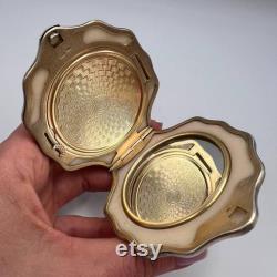 Vintage USSR Silver 875 Gilt Compact Powder Box Shell Mirror Signed 91g Antique Makeup Accessory, Retro Russian Collectible