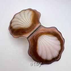 Vintage USSR Soviet Women's Gilt Silver 875 Compact Powder Box Shell Mirror Signed 92 gr