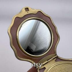 Vintage USSR Soviet Women's Gilt Silver 875 Compact Powder Box Shell Mirror Signed 92 gr