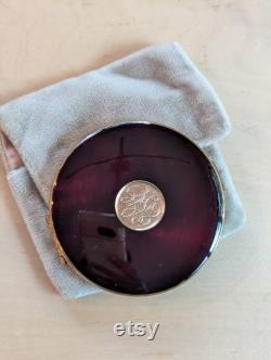 Vintage Ultima II Maroon Enamel Compact P 62 Revlon Translucent Pressed Powder and Original Velvet Sack