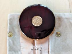 Vintage Ultima II Maroon Enamel Compact P 62 Revlon Translucent Pressed Powder and Original Velvet Sack
