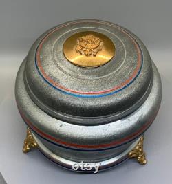 Vintage United States Army Motif Musical Box-Powder Puff Box