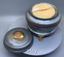 Vintage United States Army Motif Musical Box-Powder Puff Box