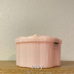 Vintage Vanitee by Menda Pink Plastic Powder Box Hinged Lid with Roses on Top