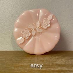 Vintage Vanitee by Menda Pink Plastic Powder Box Hinged Lid with Roses on Top