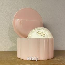 Vintage Vanitee by Menda Pink Plastic Powder Box Hinged Lid with Roses on Top