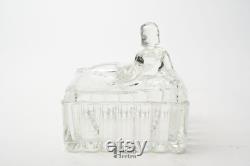 Vintage Vanity Box, Powder Box, Lady, Naked, Square, Delilah, Art Deco