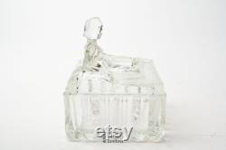 Vintage Vanity Box, Powder Box, Lady, Naked, Square, Delilah, Art Deco