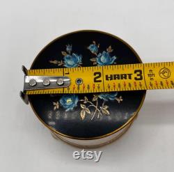 Vintage Vanity Box Vtg Music Powder Box Box 1950s Powder Dish Vintage Accessory Lador Swiss Musica Powder Box Aluminum Music Box Blue Roses