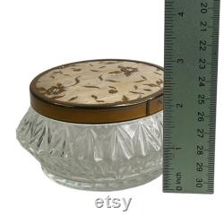 Vintage Vanity Dresser Cosmetic Trinket Jar and Lid 4.5 x 2.25