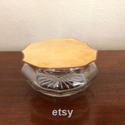 Vintage Vanity Dresser Glass Powder Jar with Pearlized Bakelite or Celluloid Lid, 1930s or 1940s