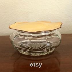 Vintage Vanity Dresser Glass Powder Jar with Pearlized Bakelite or Celluloid Lid, 1930s or 1940s