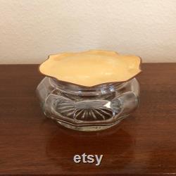 Vintage Vanity Dresser Glass Powder Jar with Pearlized Bakelite or Celluloid Lid, 1930s or 1940s