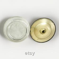 Vintage Vanity Dresser Powder Jar Round Etched Glass Trinket Ring Dish 4.5