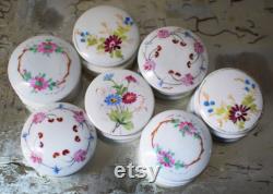 Vintage Vanity Jar Hand Painted Floral Porcelain Powder Box Rouge Pot Choose One or More