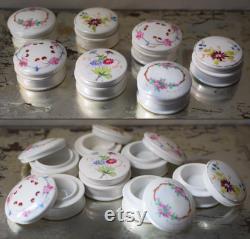 Vintage Vanity Jar Hand Painted Floral Porcelain Powder Box Rouge Pot Choose One or More