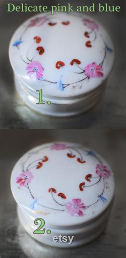 Vintage Vanity Jar Hand Painted Floral Porcelain Powder Box Rouge Pot Choose One or More