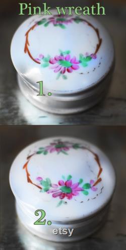 Vintage Vanity Jar Hand Painted Floral Porcelain Powder Box Rouge Pot Choose One or More