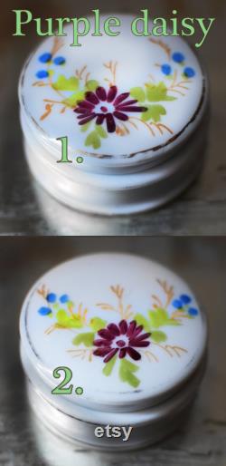 Vintage Vanity Jar Hand Painted Floral Porcelain Powder Box Rouge Pot Choose One or More